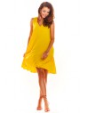 Zwiewna trapezowa sukienka - żółta