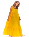 Sukienka oversize z dekoltem na plecach - żółta