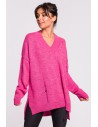 Sweter z dziurami - różowy