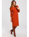 Sukienka swetrowa z długim rękawem - ruda