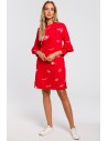 Sukienka z falbanami przy rękawach - czerwona