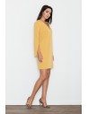 Elegancka sukienka z rozciętymi rękawami - żółta