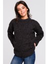 Sweter ze splotem typu warkocz - antracytowy