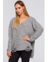 Sweter z dziurami - popielaty