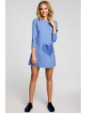 Mini sukienka - tunika z dzianiny - niebieska