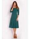 Elegancka dopasowana sukienka w kontrafałdy - zielona