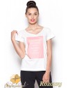 FIGL M296 Koszulka damska z napisem - różowy nadruk