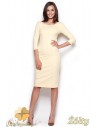 FIGL M301 Gładka sukienka midi za kolano z rękawem - żółta