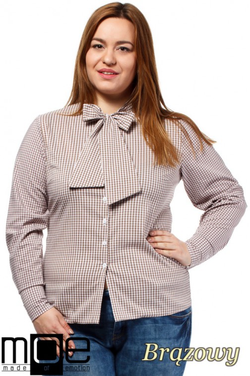 CM1642 Klasyczna koszula damska z długim rękawem - brązowa