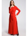 Sukienka maxi z rozcięciem na udo - czerwona