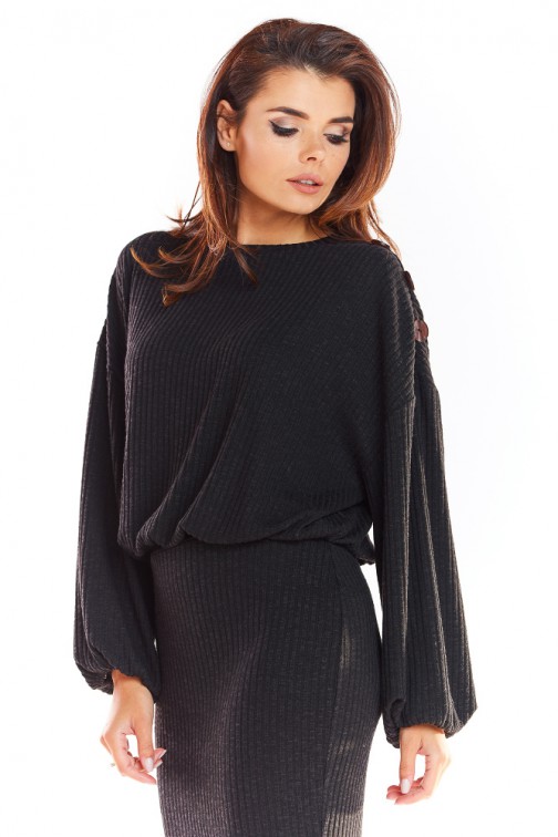 CM4876 Sweter z rękawami kimono - czarny