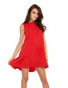 Elegancka sukienka bez rękawów z falbanką - czerwona