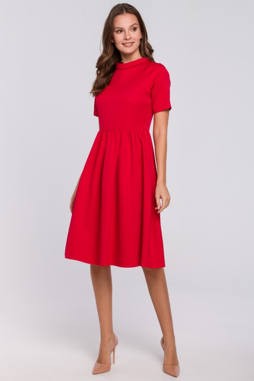 CM4967 Sukienka ze stójką - czerwona
