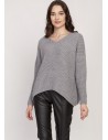 Asymetryczny sweter typu oversize - szary