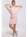 Sukienka mini z lampasem do regulacji tyłu - cukierkowo-różowa