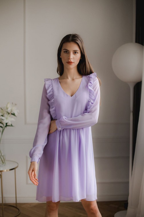 CM5294 Luźna zwiewna szyfonowa sukienka - fioletowa