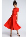 Sukienka midi z rozkloszowanym dołem - czerwona OUTLET