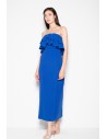 Elegancka sukienka maxi z falbankami - niebieska