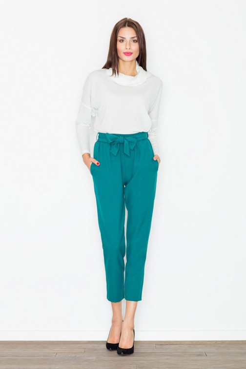 CM2738 Eleganckie spodnie długości 7/8 - zielone