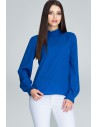 Elegancka bluzka z marszczonymi rękawami - niebieska