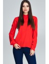 Elegancka bluzka z marszczonymi rękawami - czerwona