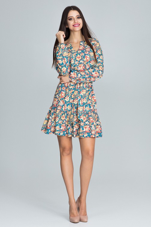 CM3663 Zwiewna sukienka mini z paskiem - wzór 80