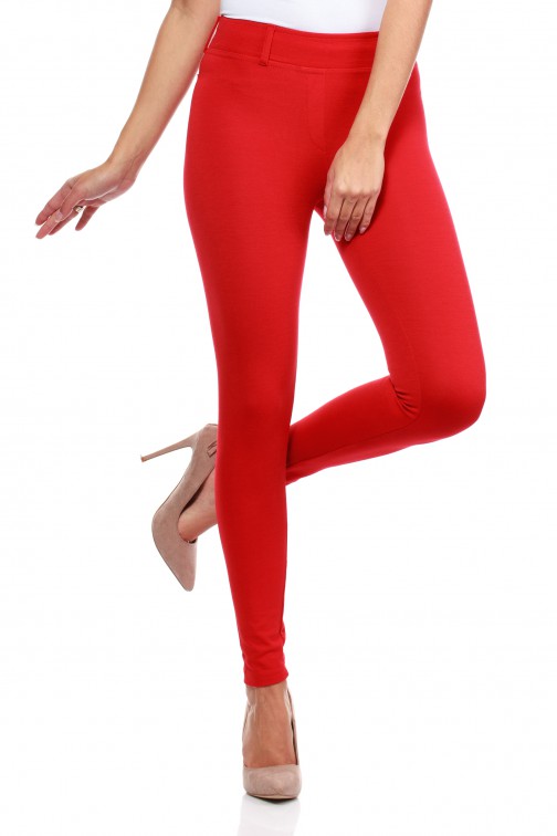 CM0034 Włoskie klasyczne getry legginsy z kieszeniami - czerwone
