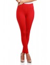 Włoskie, klasyczne legginsy z wysokim stanem - czerwone