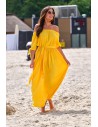 Zwiewna sukienka maxi z odkrytymi plecami - żółta