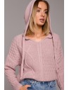 Sweter z kapturem - różowy