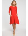 Asymetryczna sukienka z obniżoną talią - czerwona