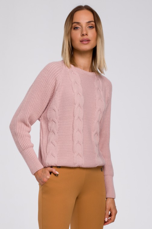 CM5502 Sweter z szerokimi rękawami - różowy