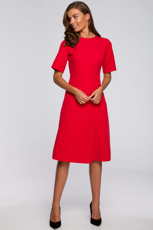 CM5584 Sukienka z kopertowym dołem - czerwona