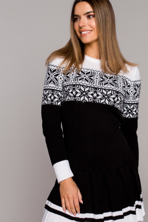 CM5689 Świąteczna sukienka swetrowa - czarna