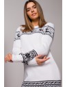 Sukienka swetrowa z motywem świątecznym - biała