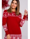 Sukienka swetrowa z motywem świątecznym - czerwona