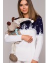 Świąteczny sweter z motywem choinek - granatowy