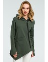 Asymetryczna zasuwana bluzka - militarno-zielona