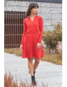 Sukienka midi z wiązaniem - czerwona