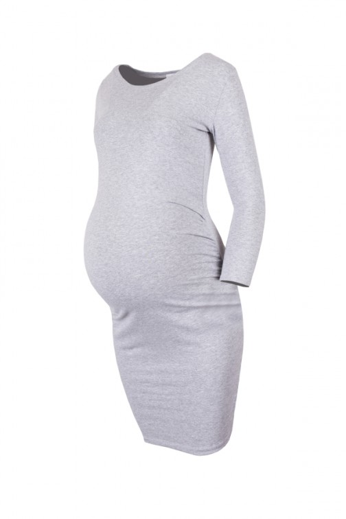 CM5776 Bawełniana sukienka ciążowa - szary melanż