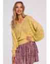 Sweter z rękawami nietoperzowymi - żółty