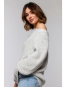 Sweter z wycięciami na ramionach - popielaty