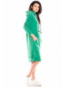 Sportowa sukienka welurowa midi - zielona