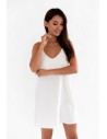 Zwiewna sukienka na ozdobnych ramiączkach - biała