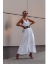 Bawełniana sukienka maxi na ramiączkach - biała