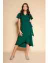 Kopertowa sukienka z asymetrycznym dołem - zielona