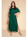 Długa sukienka hiszpanka z rozcięciem - zielona