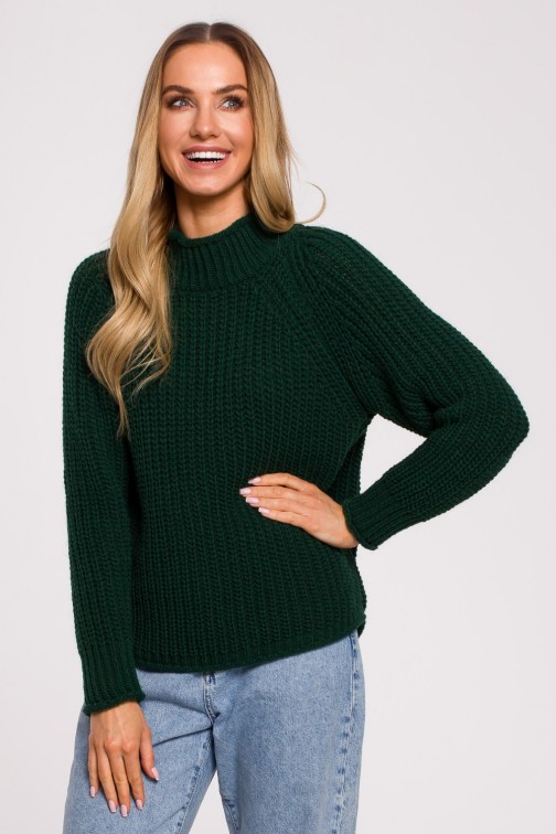 CM6247 Sweter z golfem - zielony