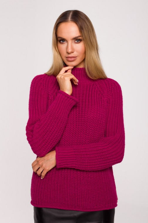 CM6247 Sweter z golfem - różowy