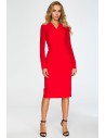 Ołówkowa sukienka z szyfonowymi rękawami - czerwona